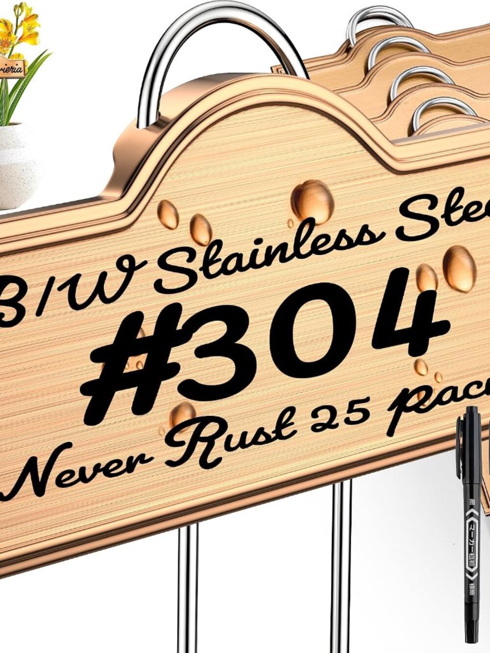 Stainless Steel 304 Plant Labels Weatherproof, Metal Garden Label Tall Markers 2
